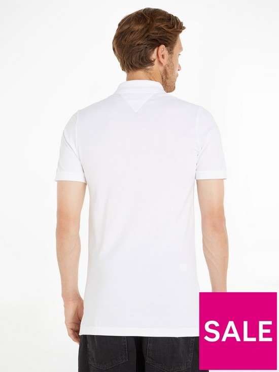 Tommy Jeans Cotton Slim Fit Polo T-Shirt - White L, XL, 2XL