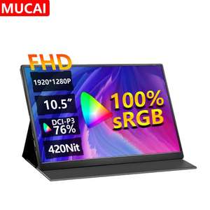 MUCAI 10.5 Inch 1280P Ultra Portable Monitor 	w/code - 5 day delivered @Cutesliving Store