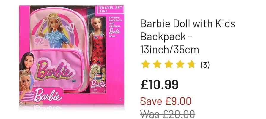 Buy Barbie Doll with Kids Backpack - 13inch/35cm, Dolls