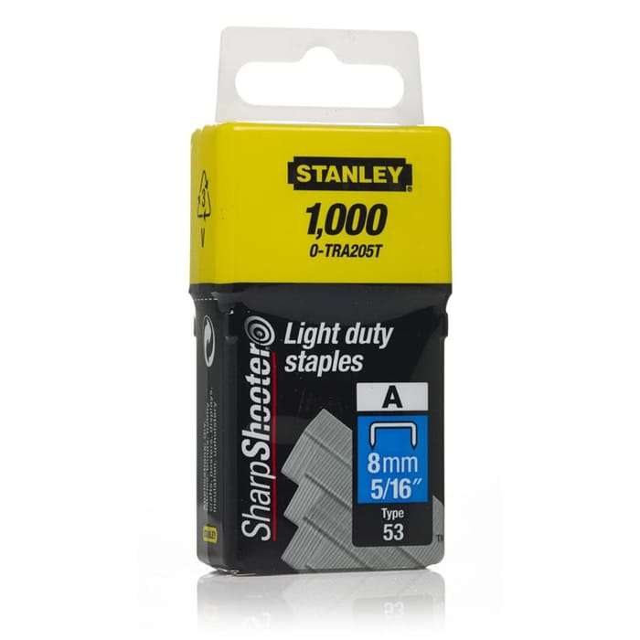 Stanley 8mm Light Duty Staples Type 53 1000 Pack £2.10 + Free Click & Collect @ Wilko