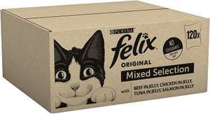 Felix Original Mixed Selection in Jelly Cat Food (30 of each pouch) 120x100g - £22.80 Prime Exclusive @ Amazon