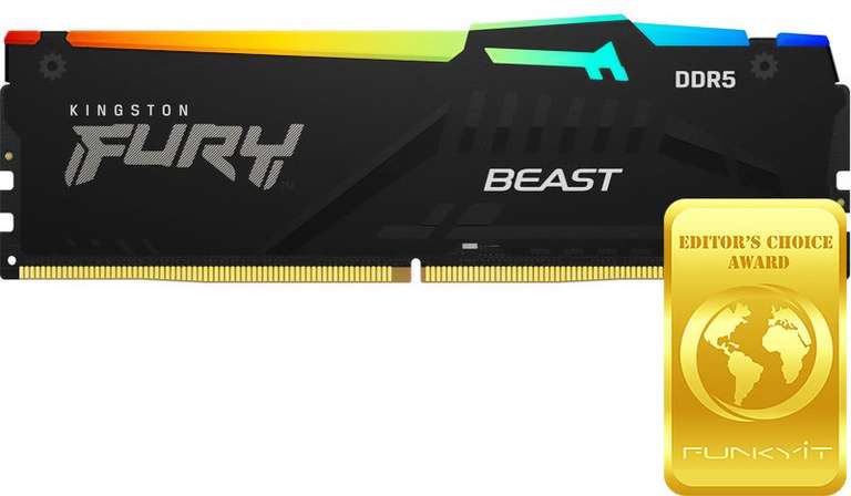 Kingston FURY Beast RGB DDR5 32GB (1x 32GB) RAM 5600MHz £114.99 + £3.49 delivery @ Ebuyer