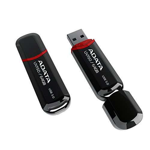 ADATA UV150 64GB USB 3.0 Snap-on Cap Flash Drive, Black (AUV150-64G-RBK) £5.50 @ Amazon
