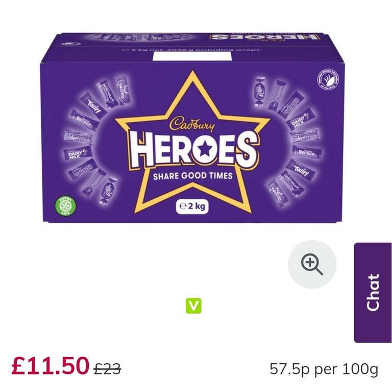Cadburys Heroes 2kg Ocado £11.50