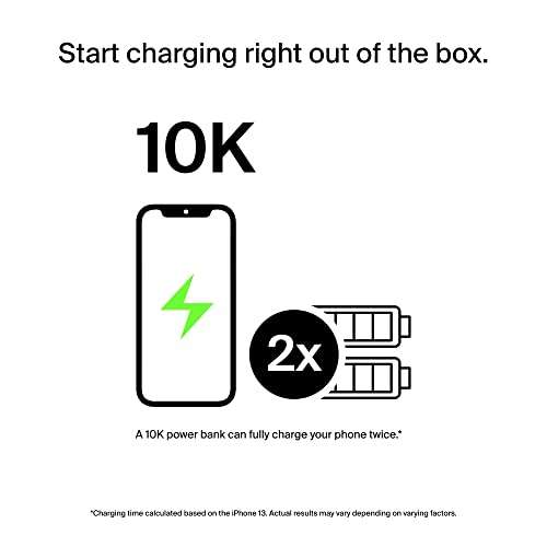 Belkin 10000mAh power bank, USB-C Power Delivery fast charging portable charger with 18W USB-C and 12W USB-A ports
