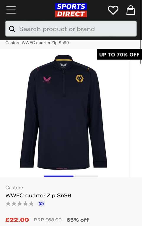 Wolves Castore Clothing up to 70% off (eg Wolves Pre Match T-Shirt Mens £15 + £4.99 Delivery) @ Sports Direct