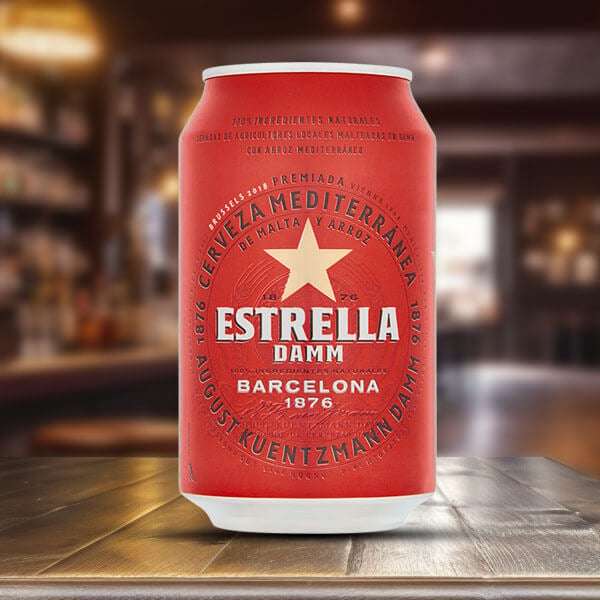 6 x Estrella Damm Premium Lager 330ml Cans (Minimum Order Value £25 Applies)