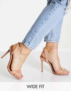 ASOS DESIGN Wide Fit Neva barely there heeled sandals in beige for £12.79 with code + £4 delivery @ ASOS
