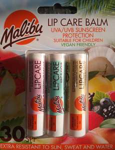 Pack of 3 Malibu SPF 30 Lip Balm In-store - £1.49 @ Home Bargains (Gloucester)