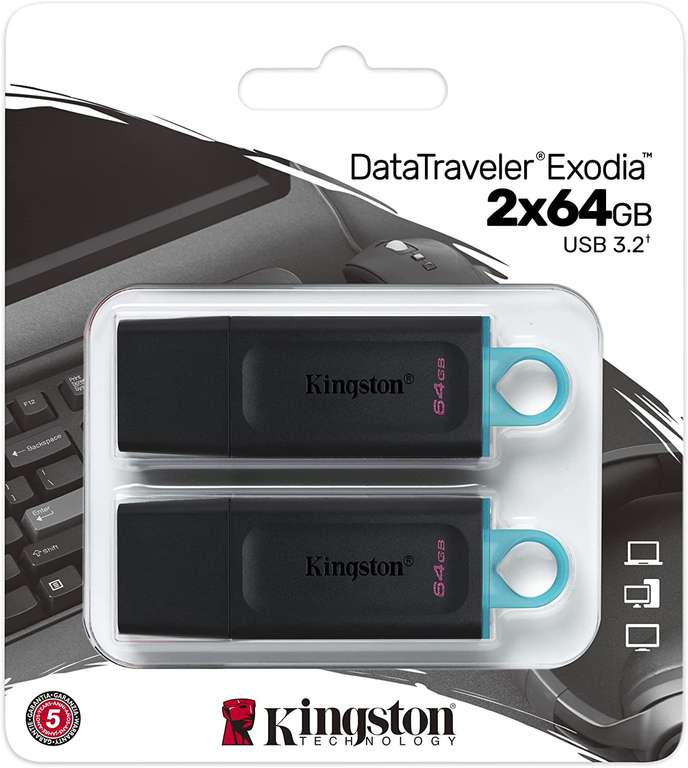 Kingston DataTraveler Exodia DTX || 64GB-2 PIECES || Flash Drive USB 3.2 Gen 1 £7.65 @ Amazon