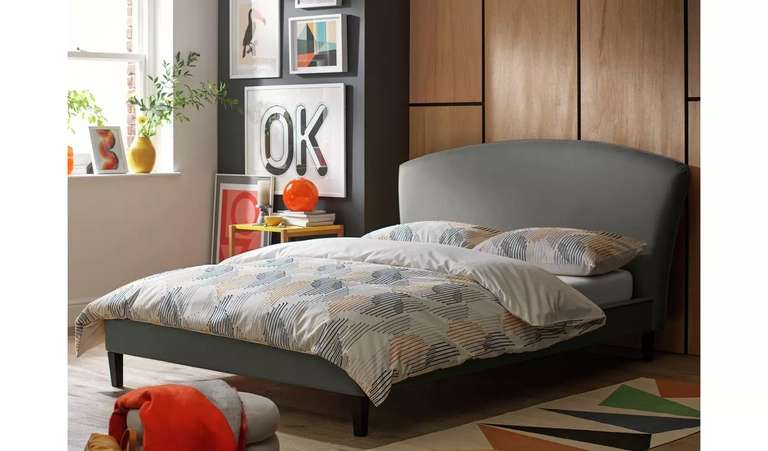 Habitat Marlon Double Fabric Bed Frame - Grey - With code