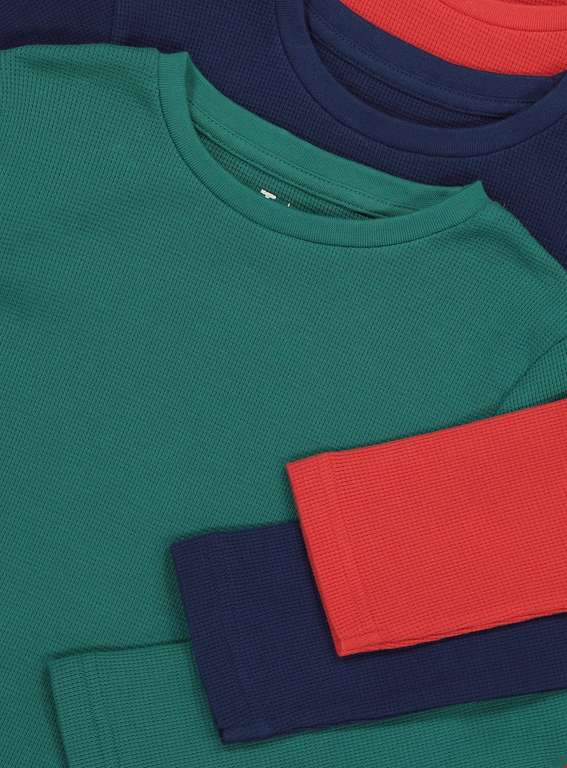 Red, Green, Navy & Grey Kids Waffle Top 4 Pack - £7.50/£8 + Free Click & Collect - @ Argos