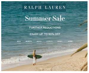 Up to 50% off the Summer Sale plus Extra 20% of the Sale with code (Free Shipping on £70 / £9.95 Below) @ Ralph Lauren
