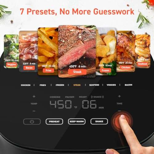 COSORI Air Fryer 4.7L, 9-in-1 Compact, 130+ Recipes(Cookbook & Online), Max 230℃ Setting, Digital Tempered Glass Display, 1500W - w/voucher