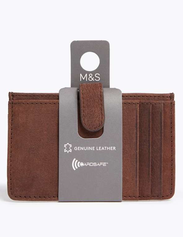 M&S Collection Leather Cardsafe RFID Protection Card Holder (Brown) - £5.50 (Free Click & Collect) @ Marks & Spencer