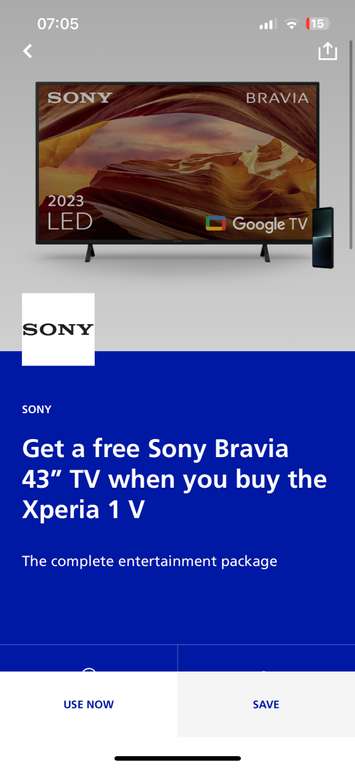 Get a free Sony Bravia 43" TV when you buy the Xperia 1 V The complete entertainment package