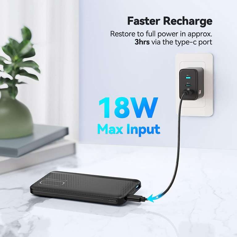 TechNet Portable Charger, 10000mAh 22.5W PD3.0 & QC4.0 Power Bank with USB C Input/Output, High-speed Battery Pack - TechTrack(EU) FBA
