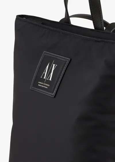 Armani Exchange Sustainable Logo Patch Internal Pocket Cross Gender Backpack (Black), One Size
