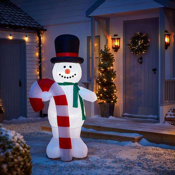 6ft Snowman with Candy Cane Christmas Inflatable - £25 + Free Collection @ Homebase