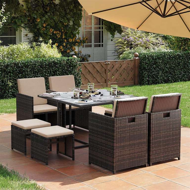 SONGMICS 9 Piece PE Rattan Outdoor Furniture Set - £299.90 Delivered with Code @ Songmics