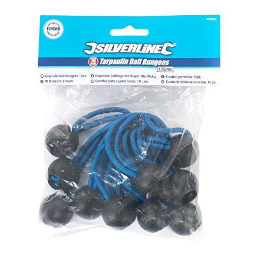 Silverline 237045 Tarpaulin Ball Bungees 10pk 175 mm,Blue