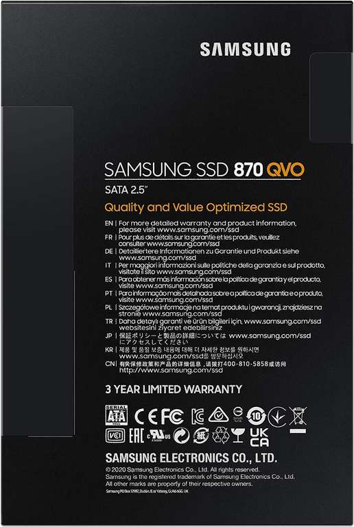 8TB - Samsung SSD 870 QVO SATA 2.5" up to 560/530 MB/s