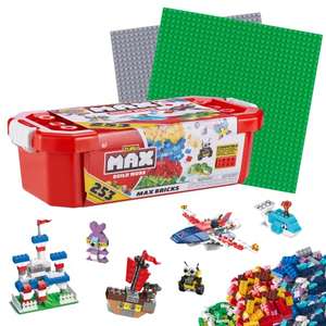 MAX Build More Building Bricks Value Set (253 Bricks and 2 Baseplates 10 x 10 Inches) Compatible with Other Major Brands