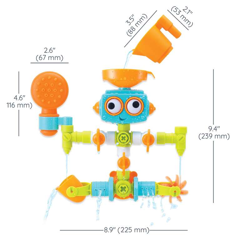Infantino - Sensory Plug & Play - Plumber Bath Toy - Exploration and Learning - Cause and Effect - 16 Pieces