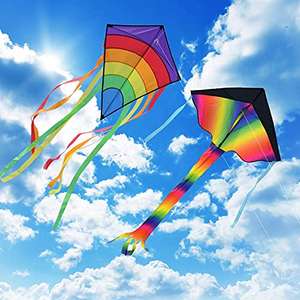 Kites for Children and Adult, Aihomego 2 Pack Large Rainbow Delta Kite and Huge Diamond Kite £16.99 @ Amazon