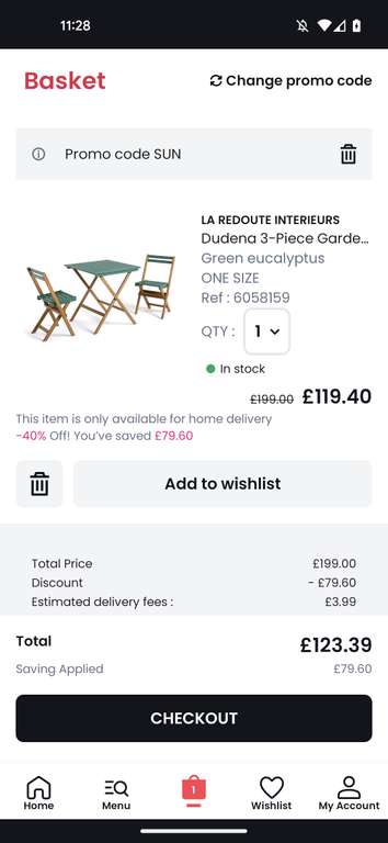 Dudena 3-Piece Garden Set £123.39 delivered with code @ La Redoute