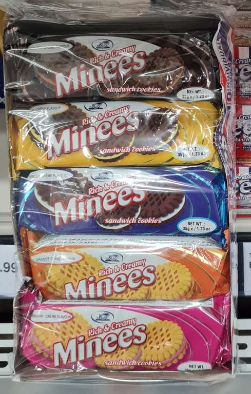 Minees Sanwich Cookies multipack 79p found at Farmfoods , Littlehampton (Sussex)