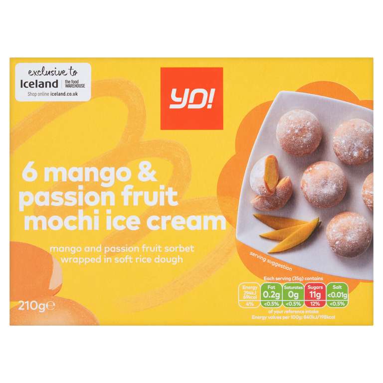 Yo Mango & Passionfruit Mochi Ice Cream 210g x 5 Packs for £5 @ Iceland