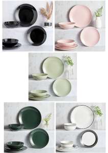 12 Piece Stoneware Gloss Dinner Set - Black £4 / Sage, Rosewater, Bottle Green £9 / Code Striped £12.50 - Free Click and Collect @ Dunelm