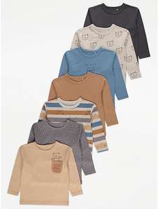 Younger Kid’s Assorted Bear Print Long Sleeve Tops 7 Pack £7 free click and collect George