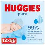 Huggies Pure, Baby Wipes, 12 Packs (672 Wipes Total) - Natural Wet Wipes for Sensitive Skin (S&S £6.65/£5.95)