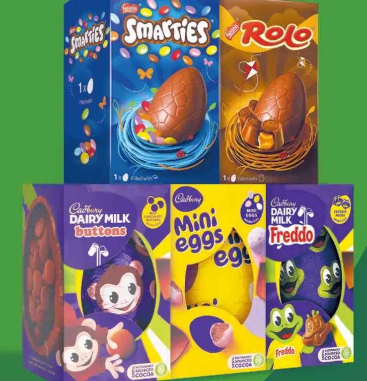 Various Medium Easter Eggs 75p (e.g Smarties 119g / Rolo 128g / Freddo Faces 96g / Mini Eggs 97g) @ Morrisons
