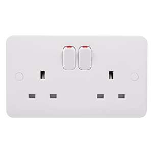 Schneider Electric Lisse White Moulded - Switched Double Power Socket, Double Pole, 13A, GGBL3020D, White, Pack of 5