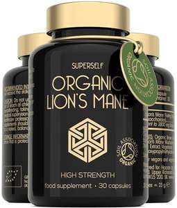 Organic Lions Mane Supplement - 1800mg Certified Organic by The Soil Association 30 CAPS sold by SuperSelf FBA £6.68/£2.97 S&S with voucher