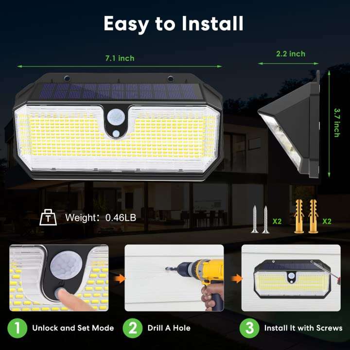 (2 Pack) 282 LED Solar Motion Sensor Lights IP65 Waterproof 3 Lighting Modes - £11.89 Sold By SDA DEN TAL STUDIO LTD FB Amazon