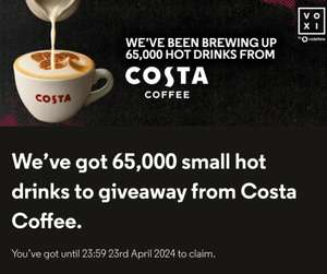 Free Small Drink at Costa giftcard for Voxi customers