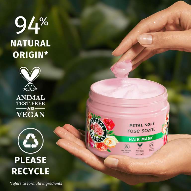 Herbal Essences Rose Scent Petal Soft Hair Mask 500ml to Help Dry Hair Feel Silky, Hydrated and Intensely Nourished Vegan and Cruelty Free