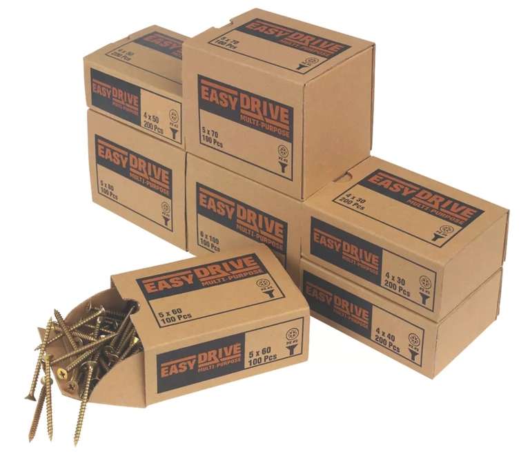 Easydrive Easy Wood PZ Countersunk Woodscrews Trade Pack (1000 Pcs) - £22.49 - Free Collection @ Screwfix