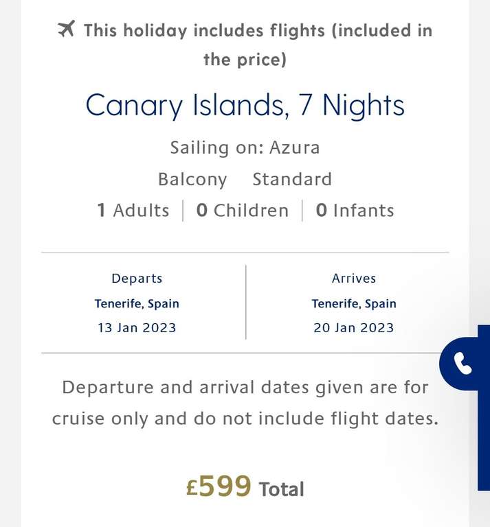 Solo 7 night Canary Island Cruise incl London Flights, 13th Jan, P&O Azura From £399 @ P&O Cruises