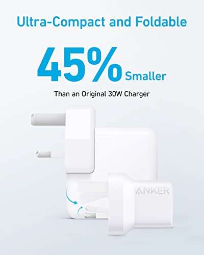 Anker USB C Plug, 323 Charger (33W), 2-Port Compact USB C Charger with Foldable Plug - £13.99 @ Amazon