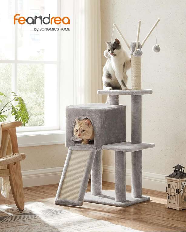 Feandrea Cat Tree House Tower (Light Grey / Dark Grey) W/Code