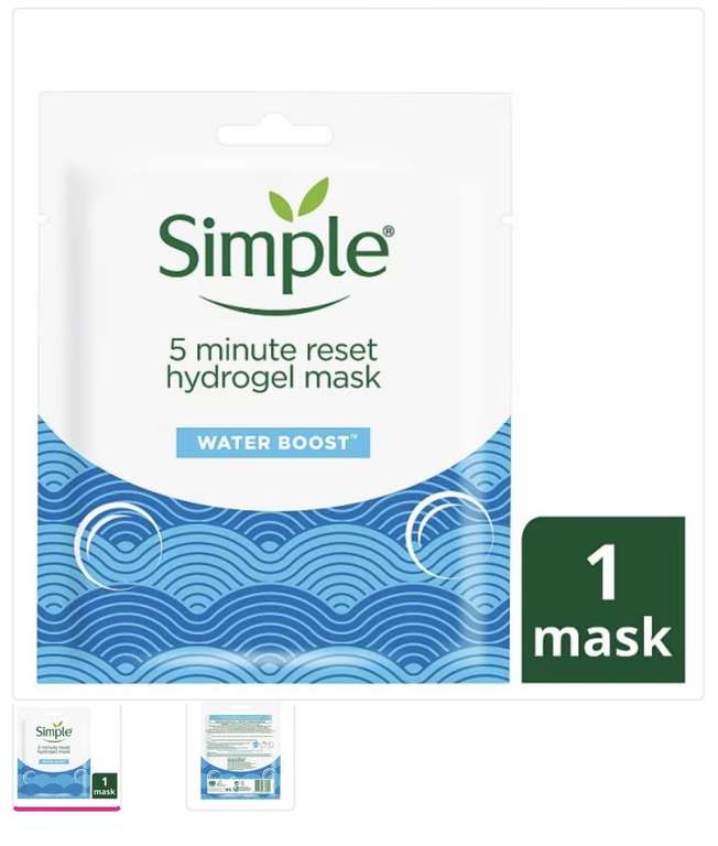 Simple water boost 5 Minute Reset Hydrogel sheet mask 1pc, Free Collection