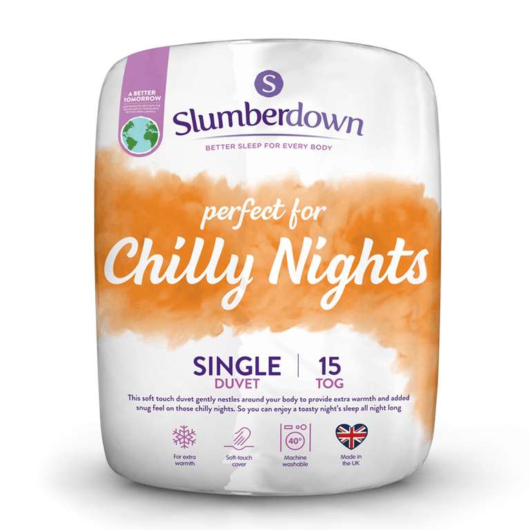 Slumberdown Chilly Nights 15 Tog Single Winter Duvet - £13.95 Delivered With Newsletter Signup (UK Mainland) @ Sleepseeker