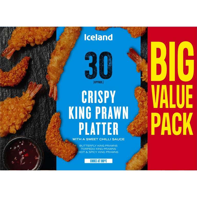 Iceland 30 (Approx.) Crispy King Prawn Platter with a Sweet Chilli Sauce 420g (Selected Locations)