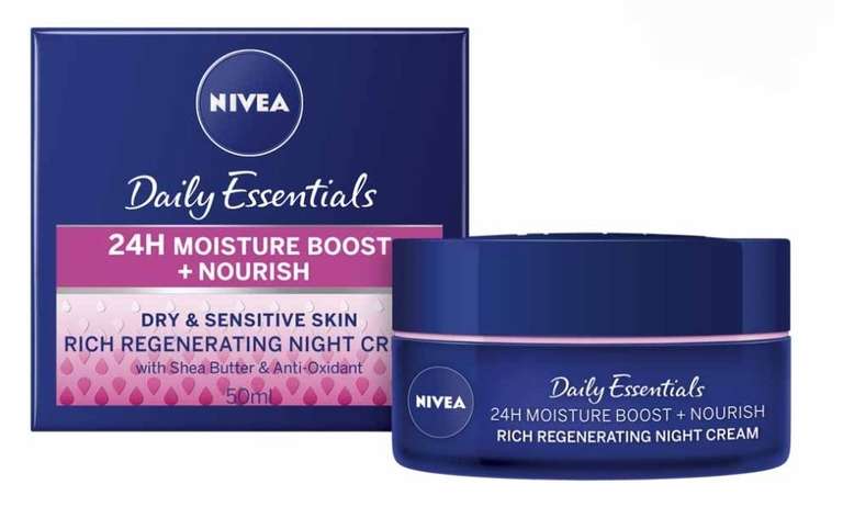Nivea Moisturising Night Cream for Normal Skin/ Dry Sensitive Skin 50ml - £2.15 with Free Collection (limited locations) @ Wilko
