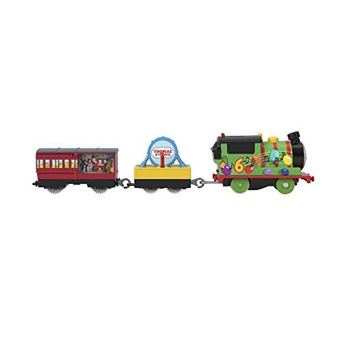 Thomas & Friends Motorized Toy Party Train Percy Battery-Powered Engine for Preschool Kids Ages 3+ Years, HDY72